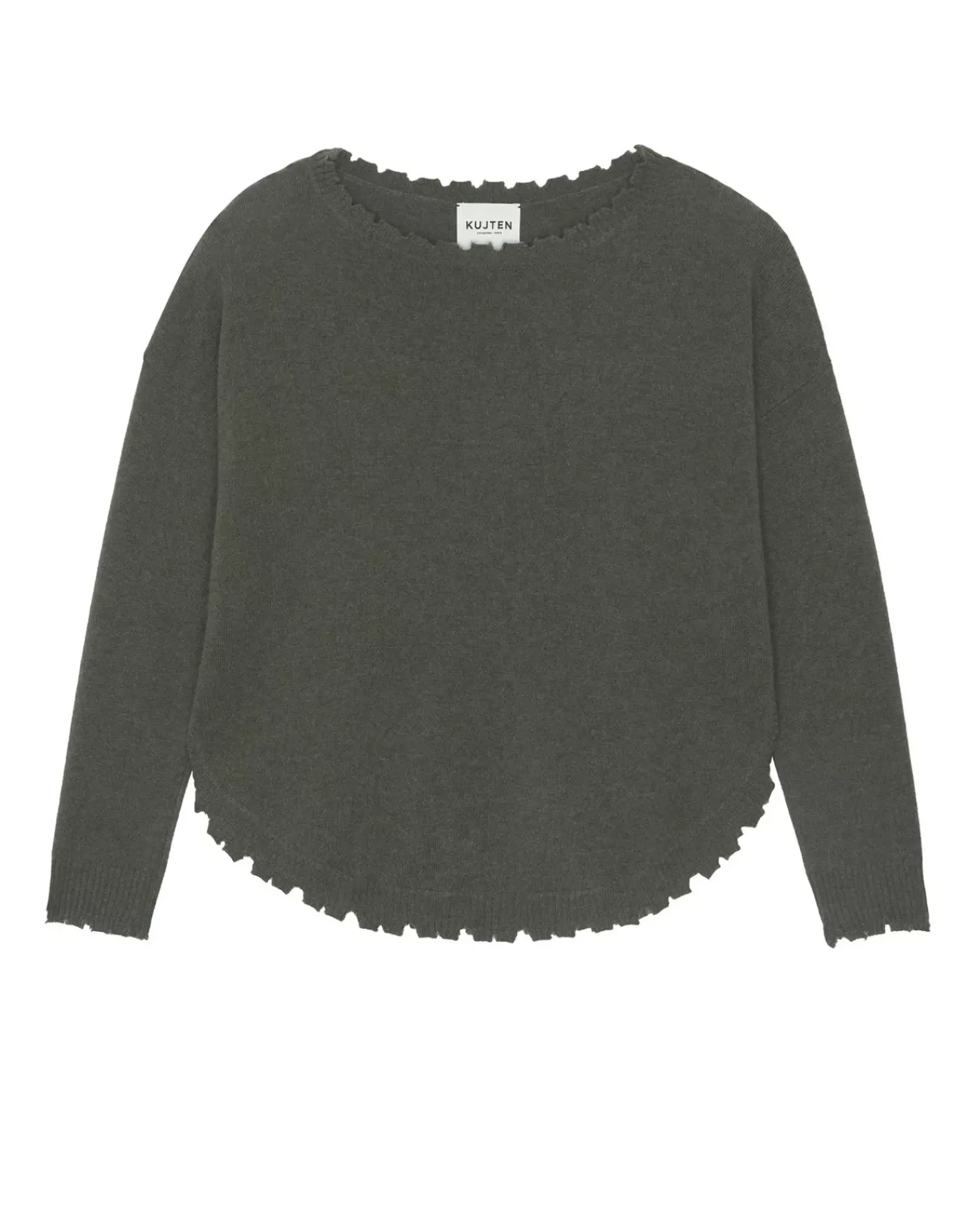 Kujten Sweaters & Sweatshirts>Women Round Neck Cashmere Sweater Kaki Fonce