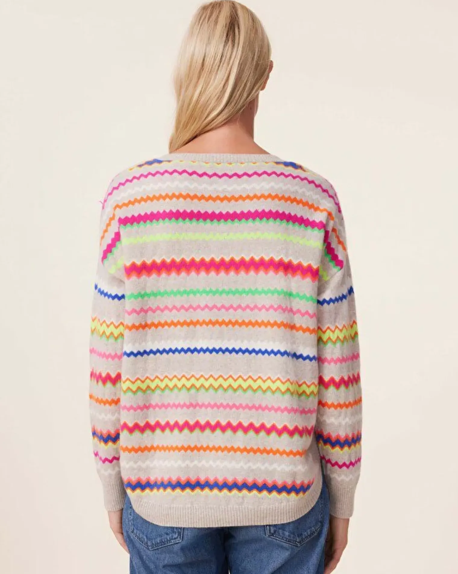 Kujten Sweaters & Sweatshirts>Women Round Neck Cashmere Sweater, 2-Threads Avoine