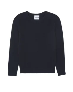 Kujten Sweaters & Sweatshirts>Women Round Neck Cashmere Sweater, 6-Threads Bleu Marine Fonce