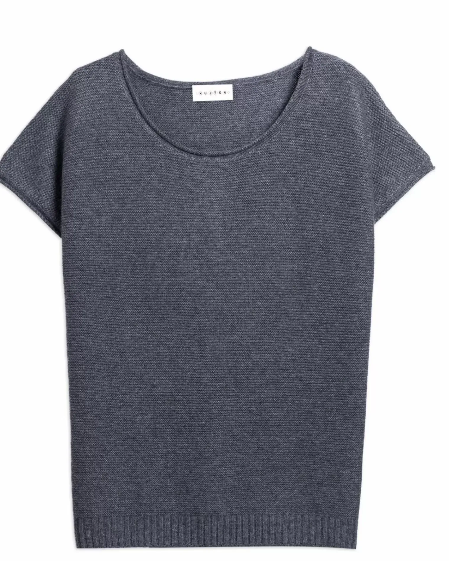 Kujten Sweaters & Sweatshirts>Women Round Neck Short Sleeves Sweater Gris Flanelle