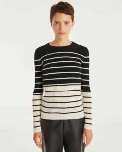 Kujten Sweaters & Sweatshirts>Women Round Neck Sweater With Flat Sides Noir