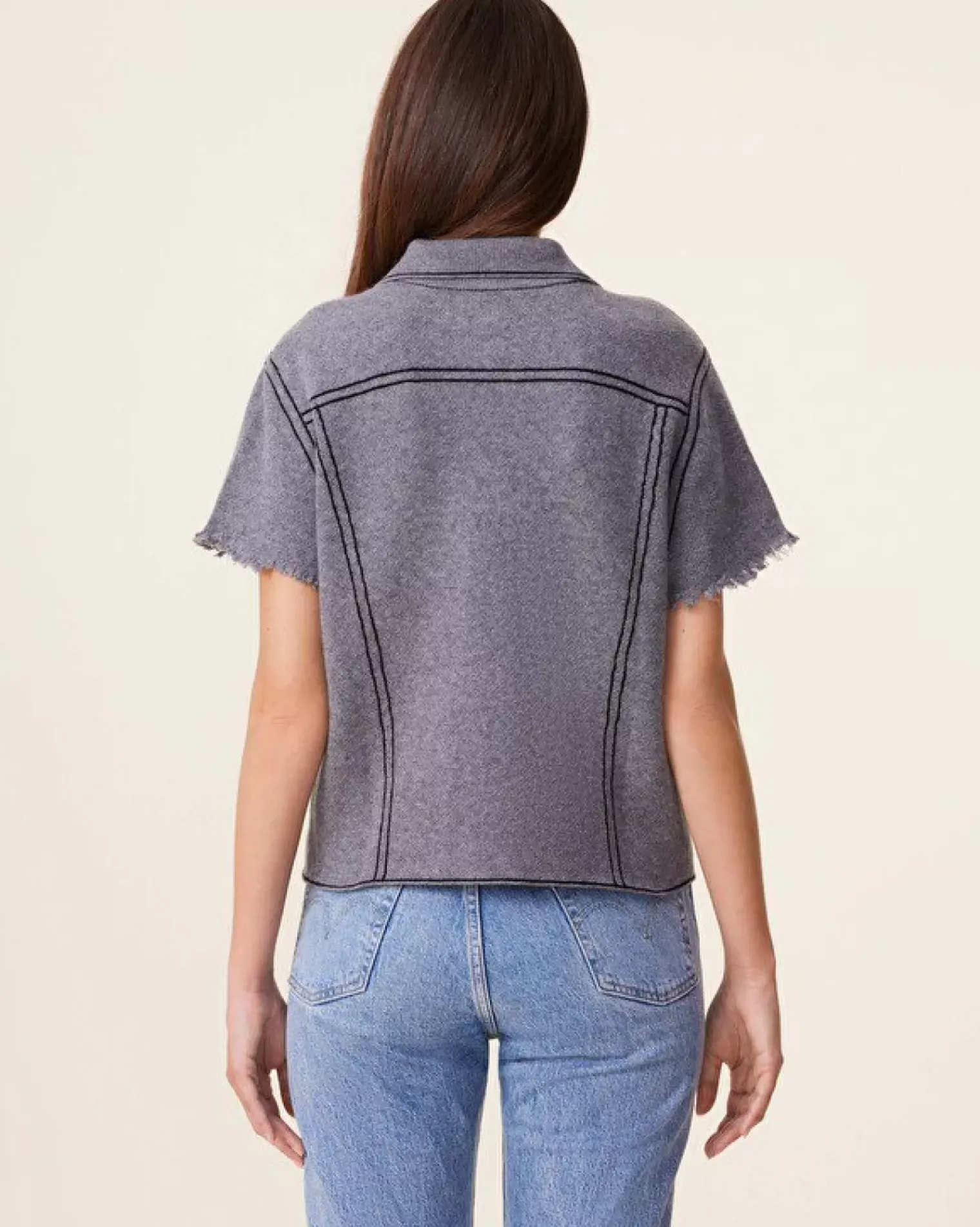 Kujten Jackets & Vests>Women Short Cashmere Jacket, 2-Threads Gris Flanelle