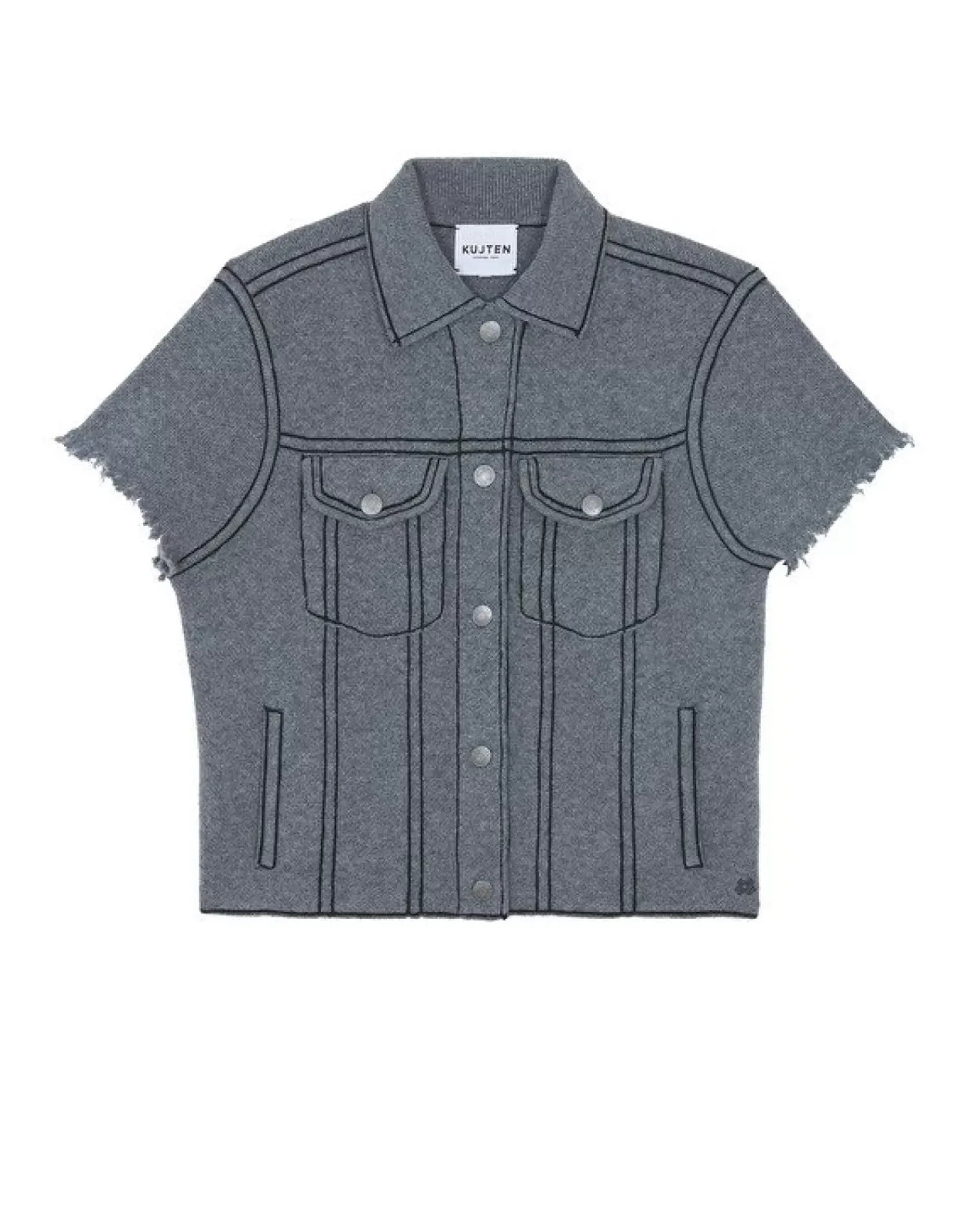 Kujten Jackets & Vests>Women Short Cashmere Jacket, 2-Threads Gris Flanelle