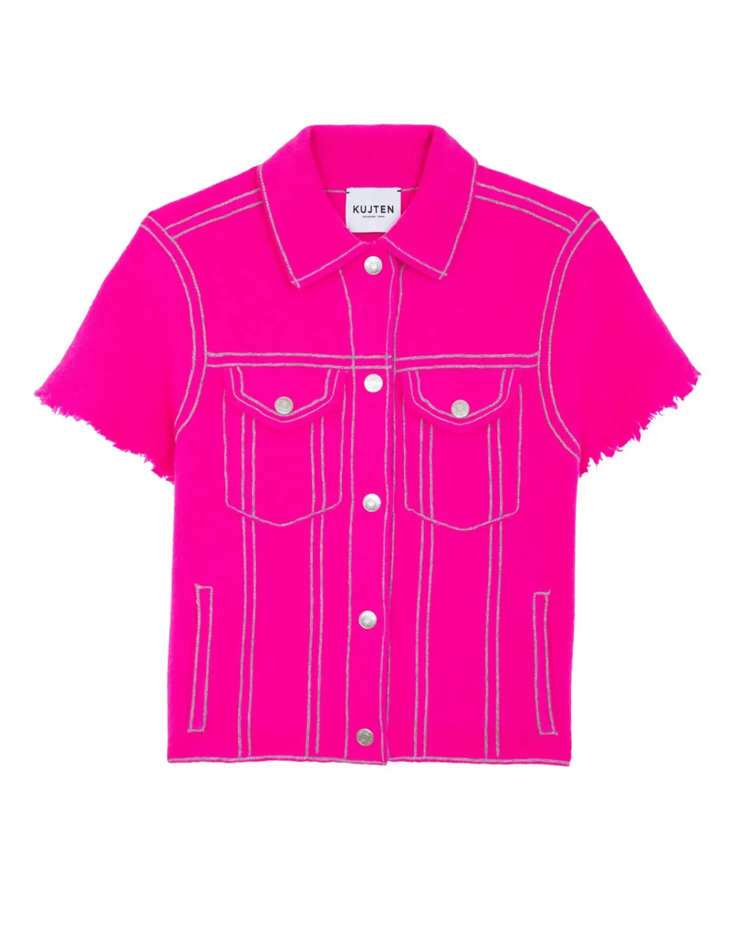 Kujten Jackets & Vests>Women Short Cashmere Jacket Rose Neon