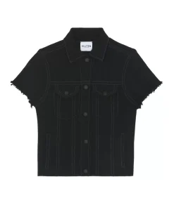Kujten Jackets & Vests>Women Short Cashmere Jacket, 2-Threads Noir