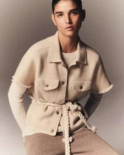 Kujten Jackets & Vests>Women Short Cashmere Jacket, 2-Threads Organique