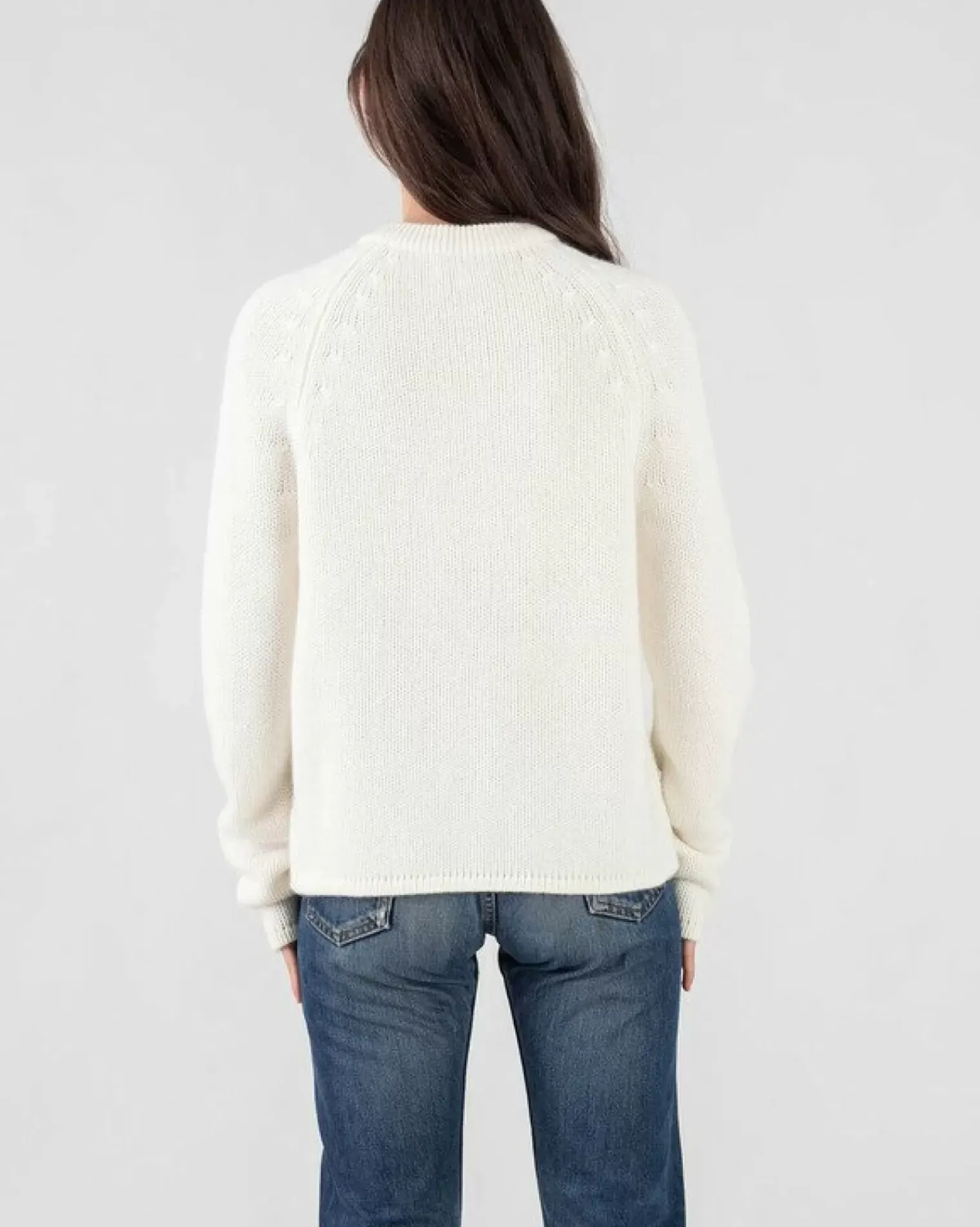 Kujten Sweaters & Sweatshirts>Women Short Round Neck Cashmere Sweater Blanc