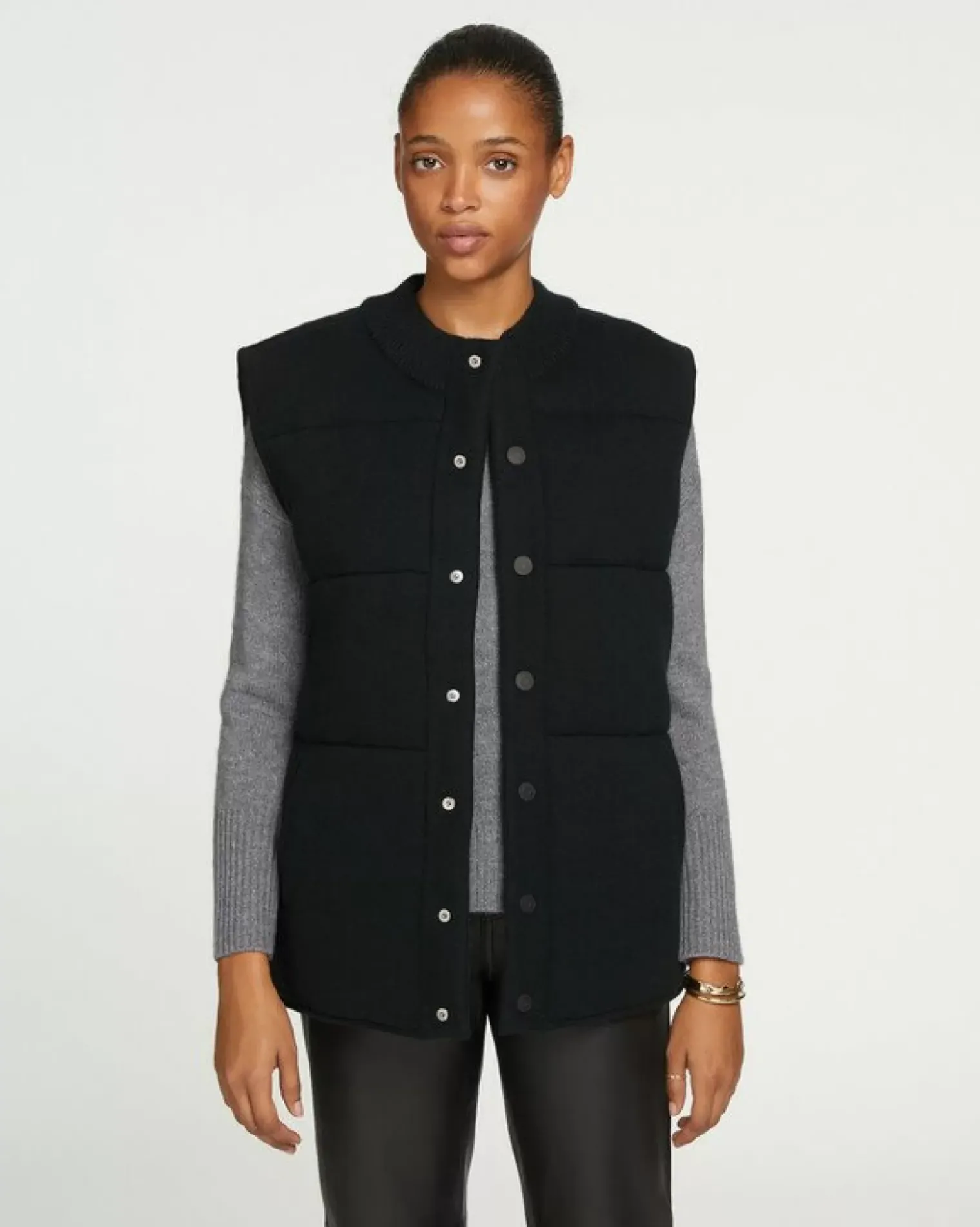 Kujten Coats>Women Sleeveless Cashmere Jacket Noir