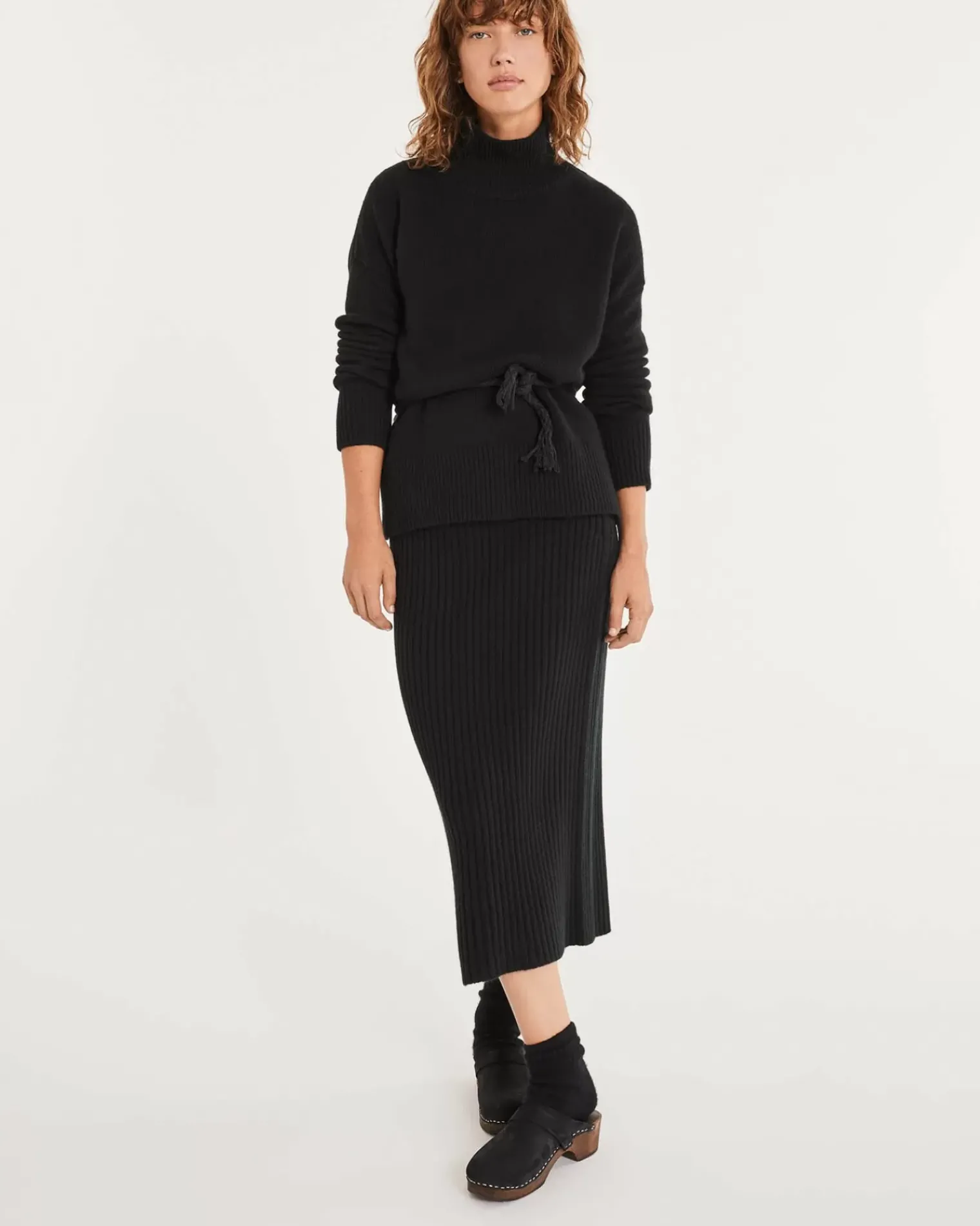 Kujten Dresses & Skirts>Women Straight Cashmere Long Skirt Noir