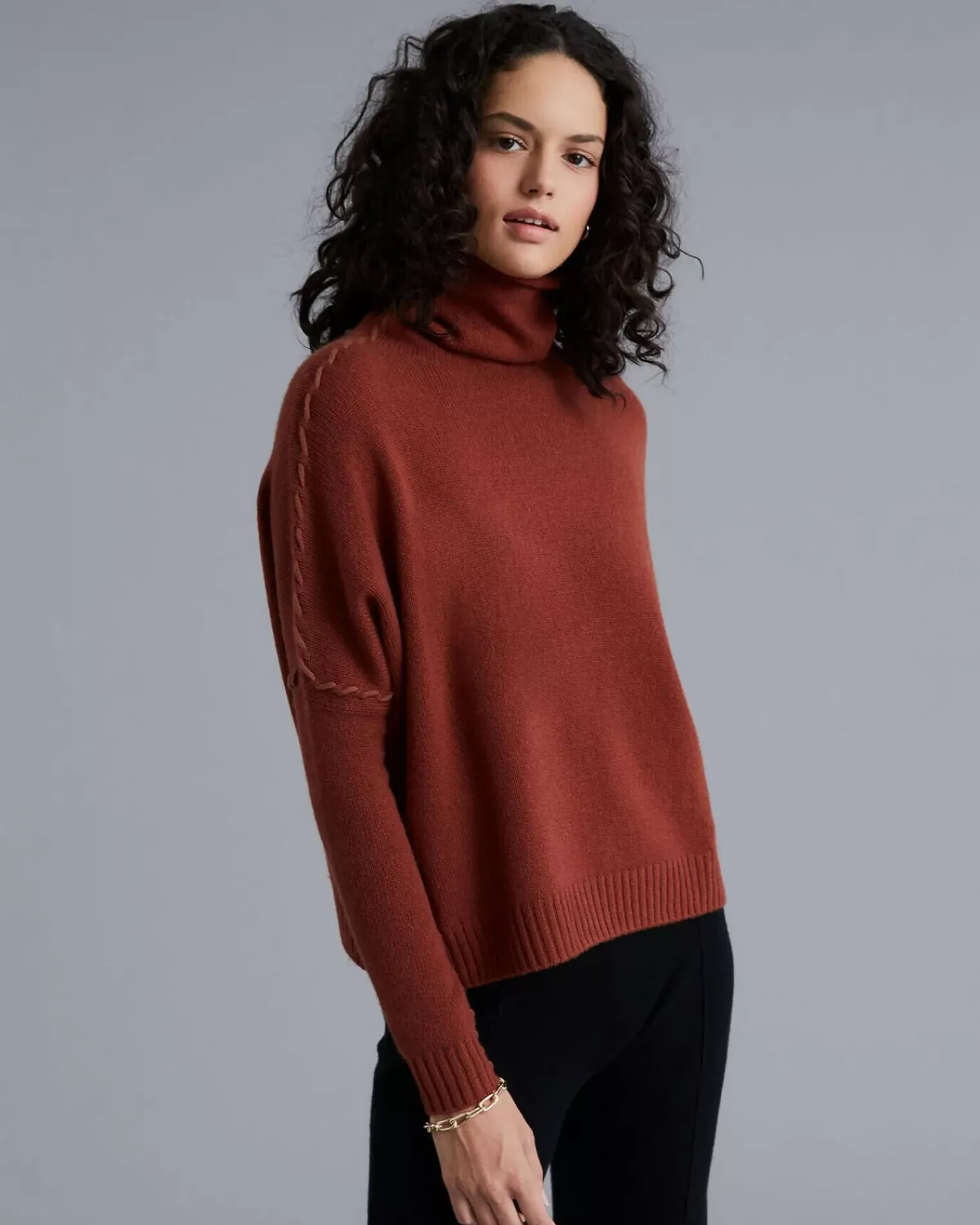 Kujten Sweaters & Sweatshirts>Women Turtleneck Cashmere Sweater Bordeaux Sienne