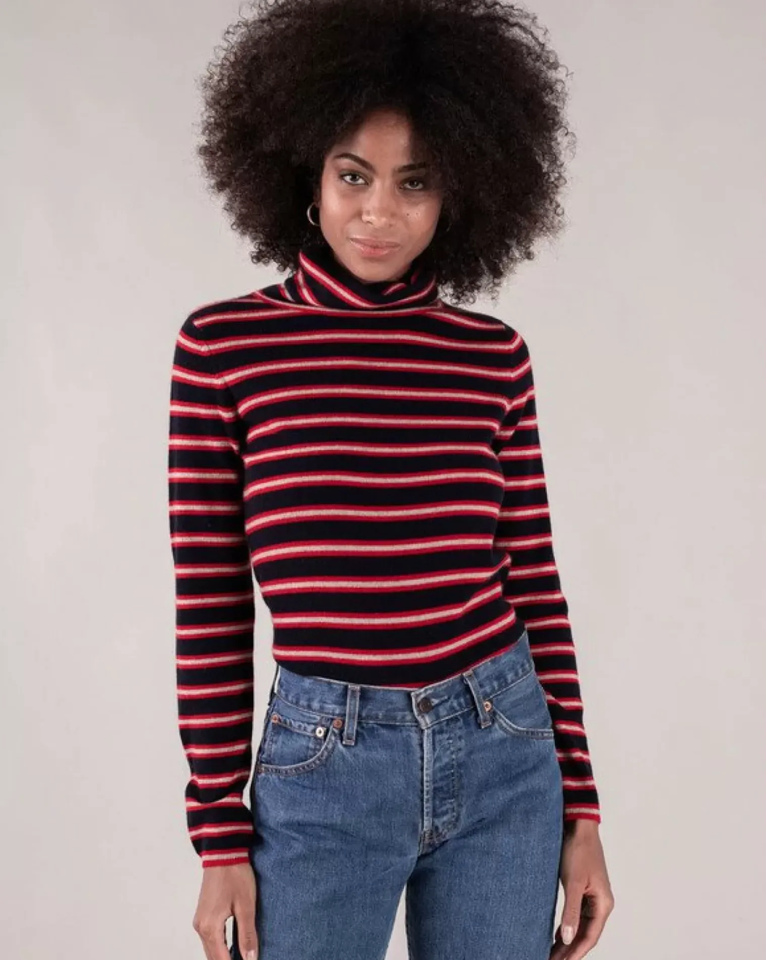 Kujten Sweaters & Sweatshirts>Women Turtleneck Cashmere Sweater Bleu Marine Fonce