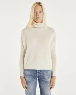 Kujten Sweaters & Sweatshirts>Women Turtleneck Cashmere Sweater Blanc