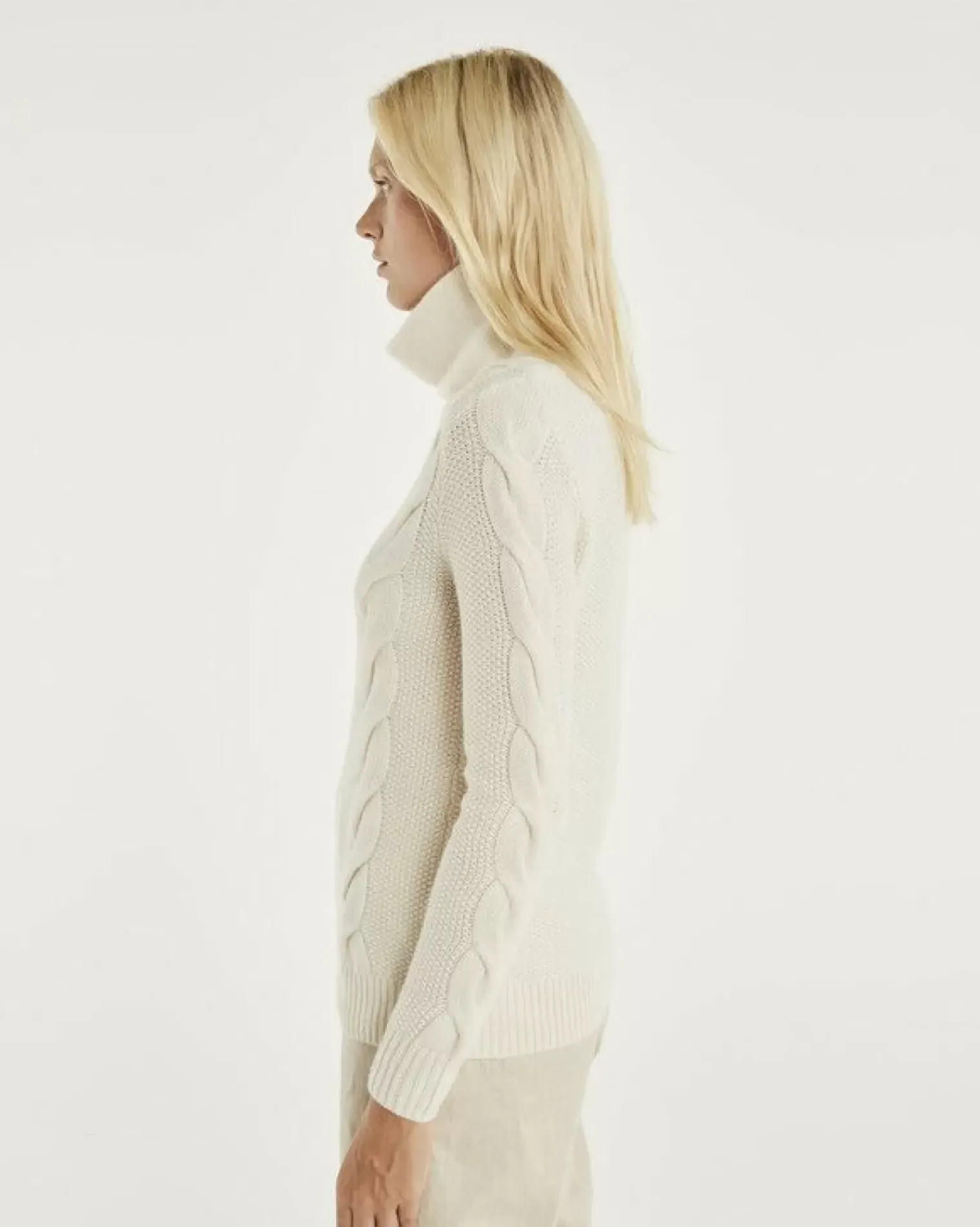 Kujten Sweaters & Sweatshirts>Women Turtleneck Cashmere Sweater Blanc