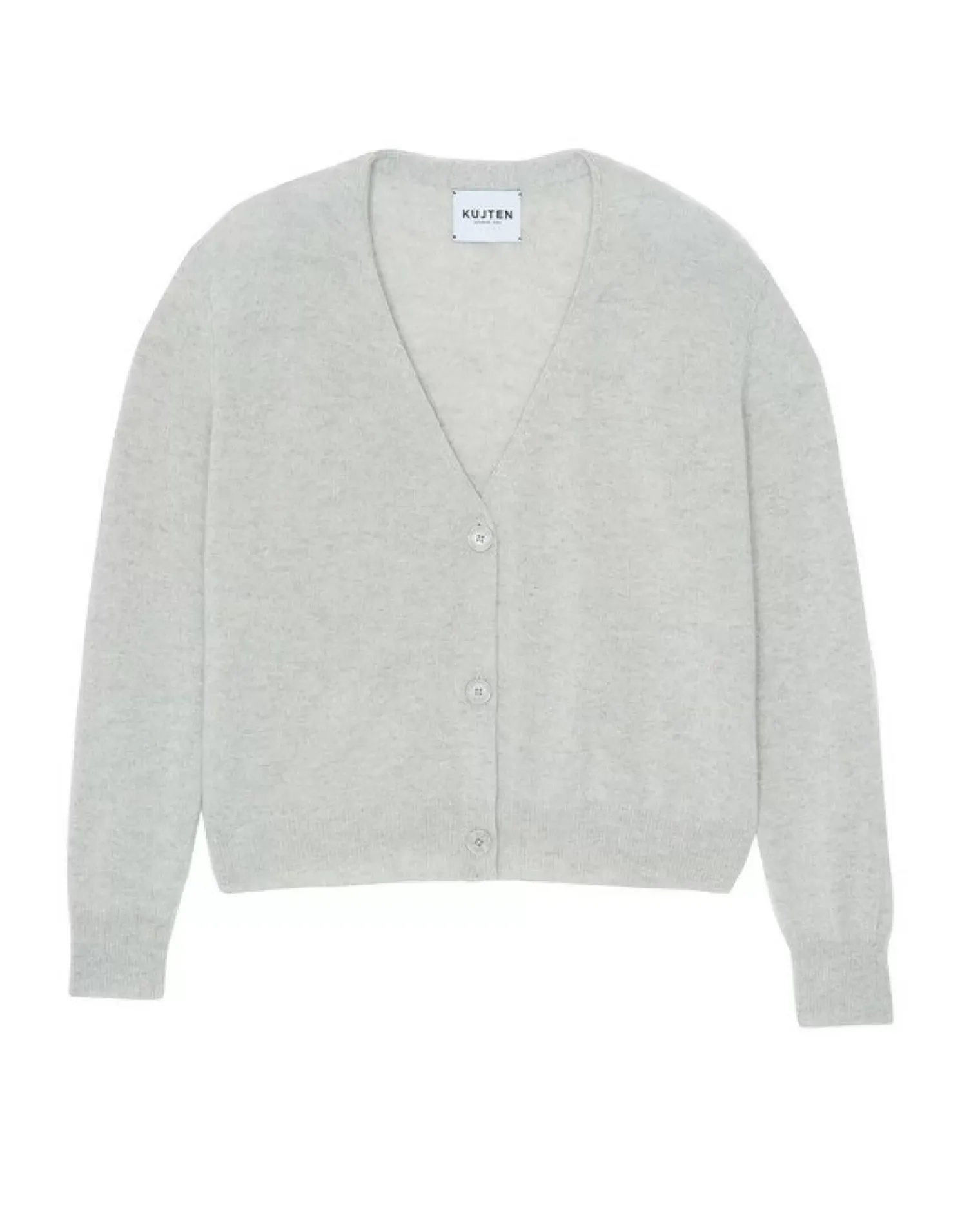 Kujten Jackets & Vests>Women V-Neck Cashmere Cardigan Gris Bouleau