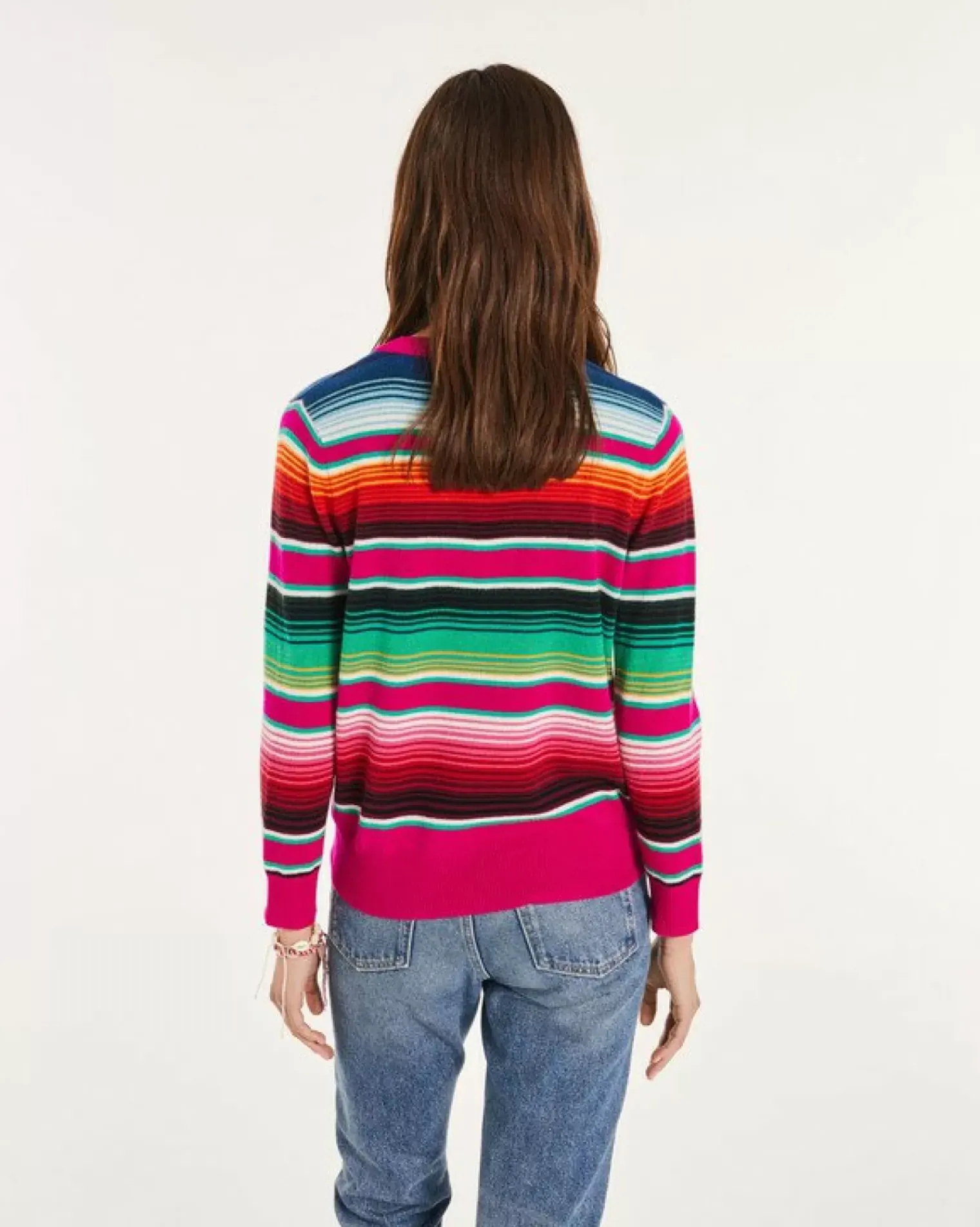 Kujten Sweaters & Sweatshirts>Women V-Neck Cashmere Sweater Rose Magenta