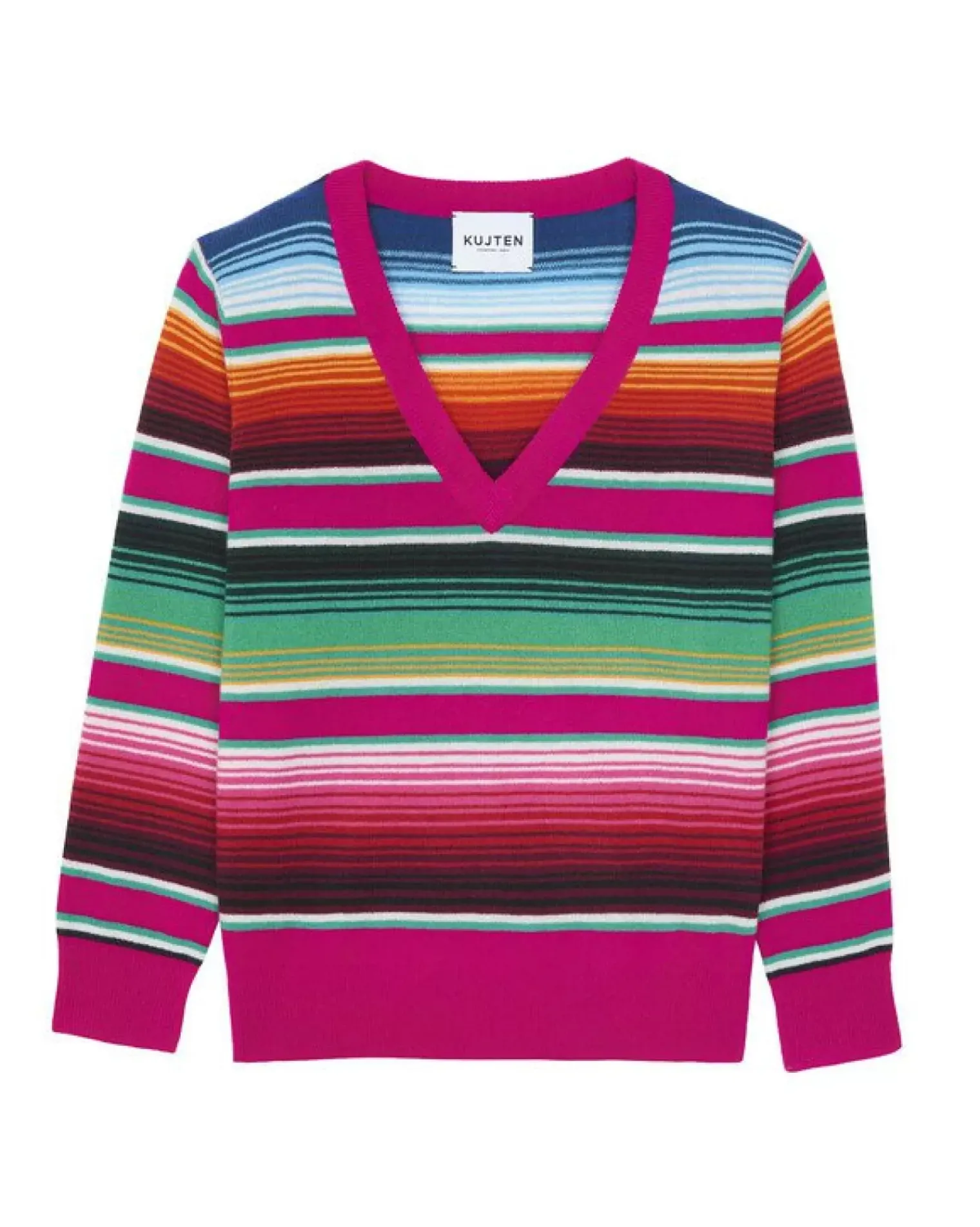 Kujten Sweaters & Sweatshirts>Women V-Neck Cashmere Sweater Rose Magenta