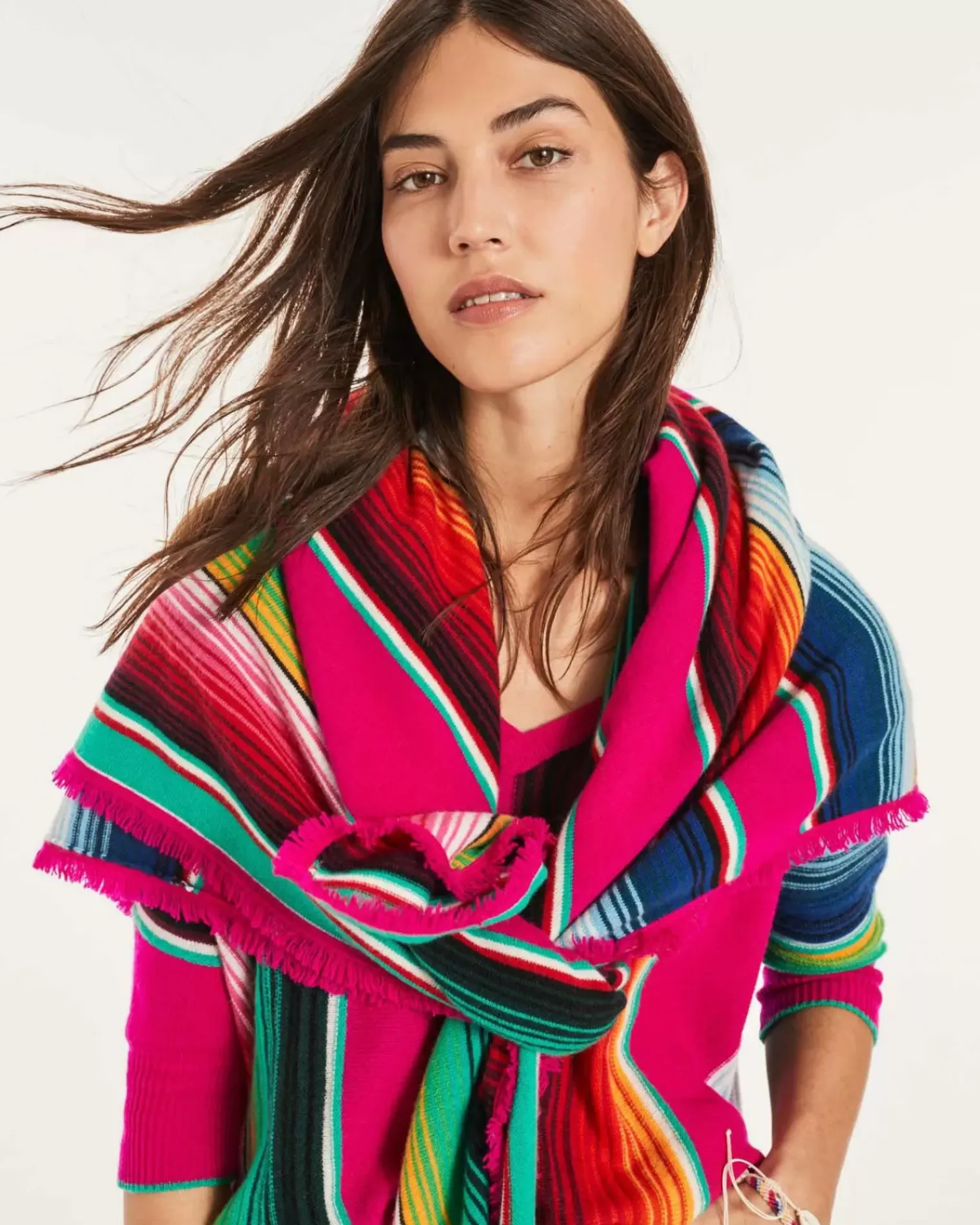 Kujten Sweaters & Sweatshirts>Women V-Neck Cashmere Sweater Rose Magenta