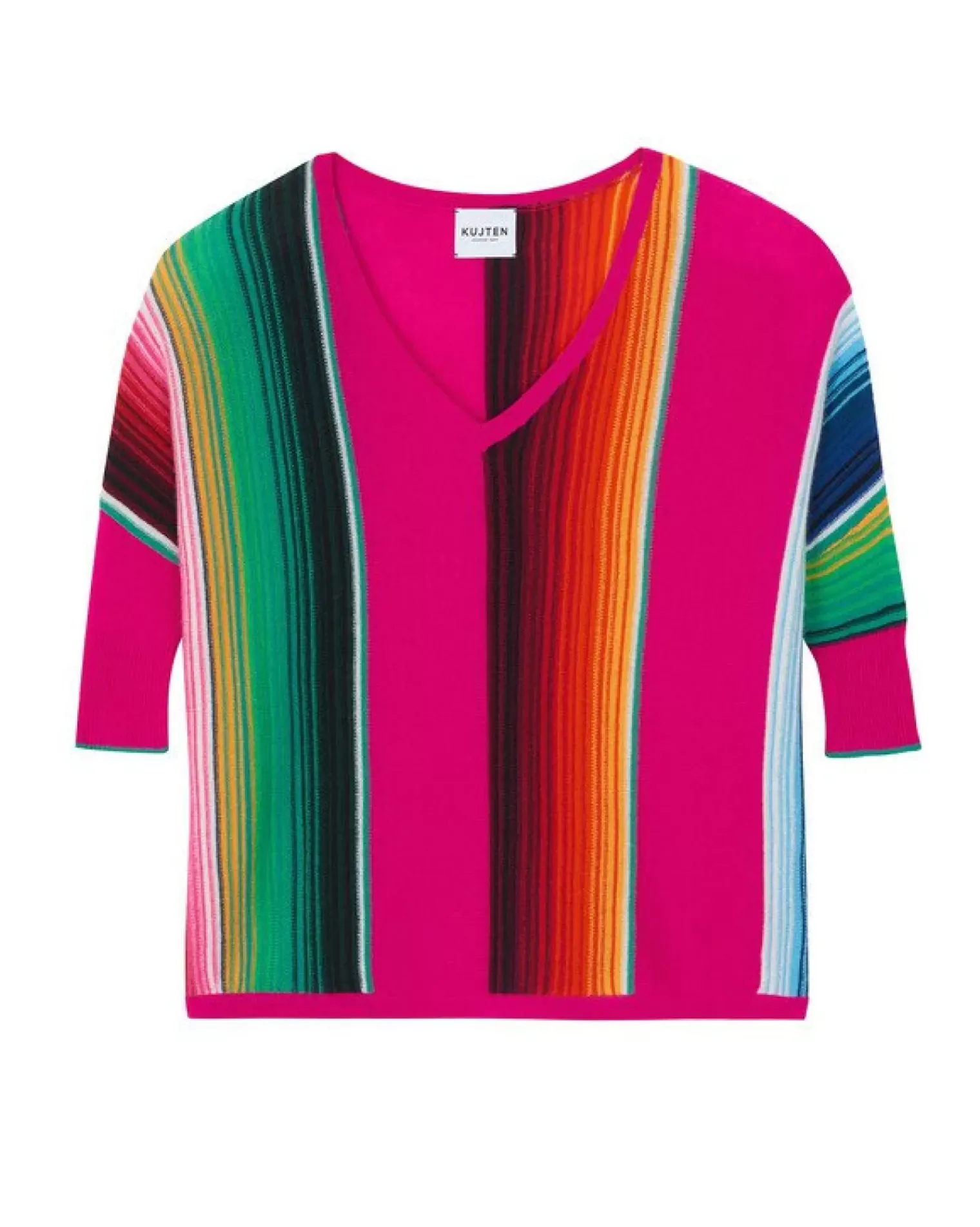 Kujten Sweaters & Sweatshirts>Women V-Neck Cashmere Sweater Rose Magenta