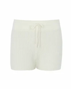Kujten Pants & Shorts>Women'S Cashmere Ribbed Shorts Blanc