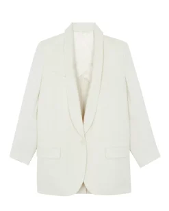 Kujten Jackets & Vests>Woven Cashmere Shawl Collar Jacket Blanc