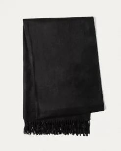 Kujten Scarves & Snoods>Woven Large Cashmere Stole Noir