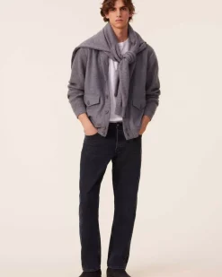 Kujten Jackets & Vests>Woven Shawl Neck Cashmere Jacket Gris Flanelle