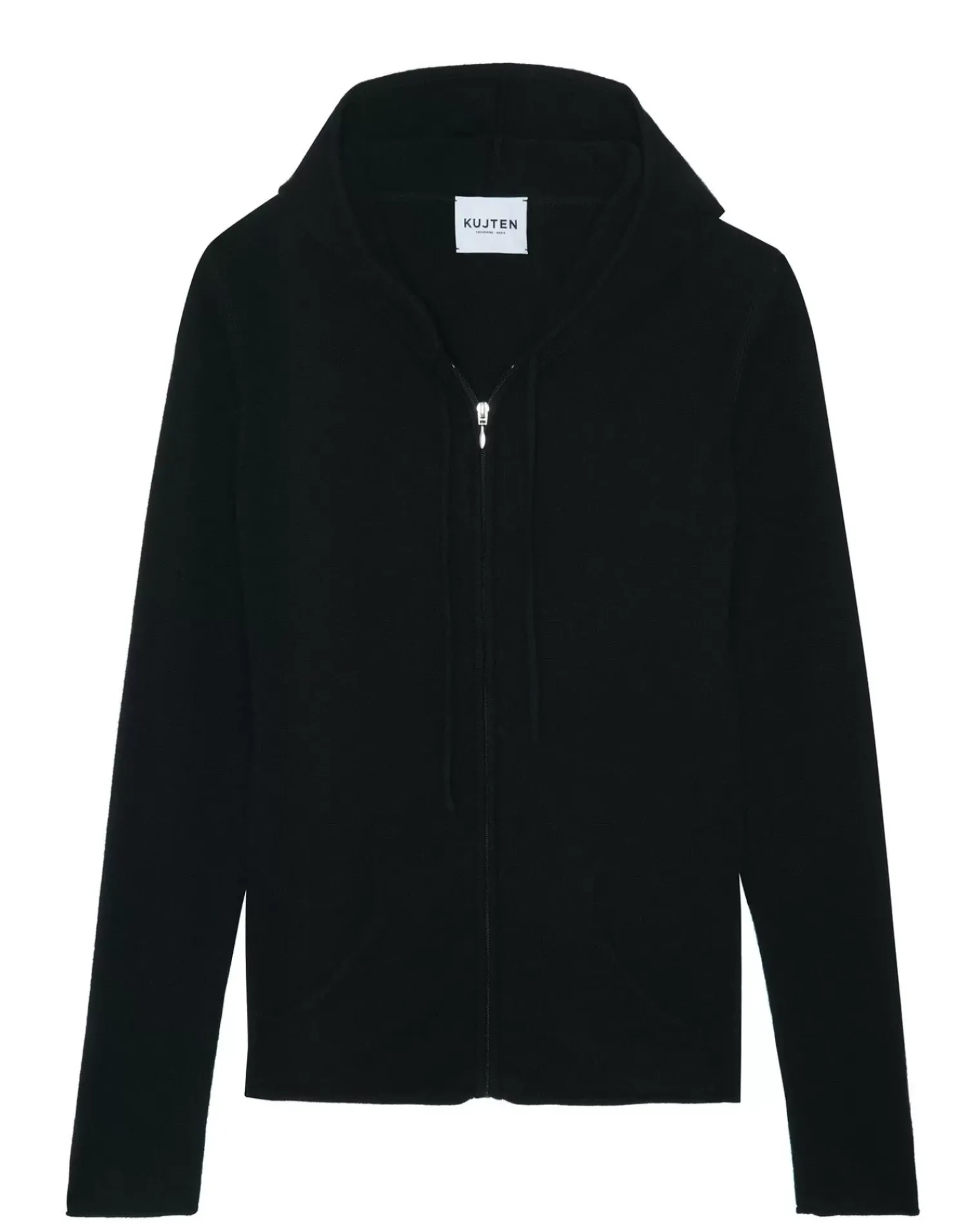 Kujten Hoodies>Zipped Hooded Round Neck Cashmere Vest Bleu Marine