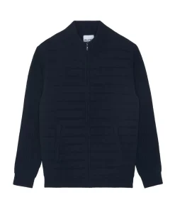 Kujten Jackets & Vests>Zipped Quilted Cashmere Jacket, 6-Threads Bleu Marine Fonce