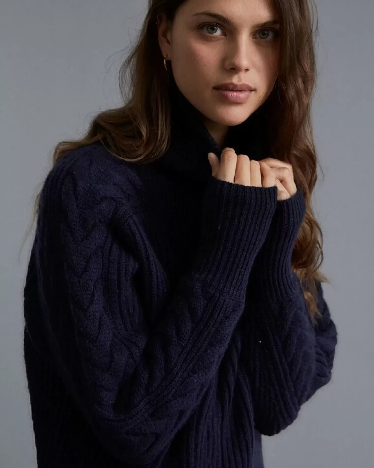Kujten Jackets & Vests>Zipped Trucker Collar Cashmere Cardigan Bleu Marine Fonce