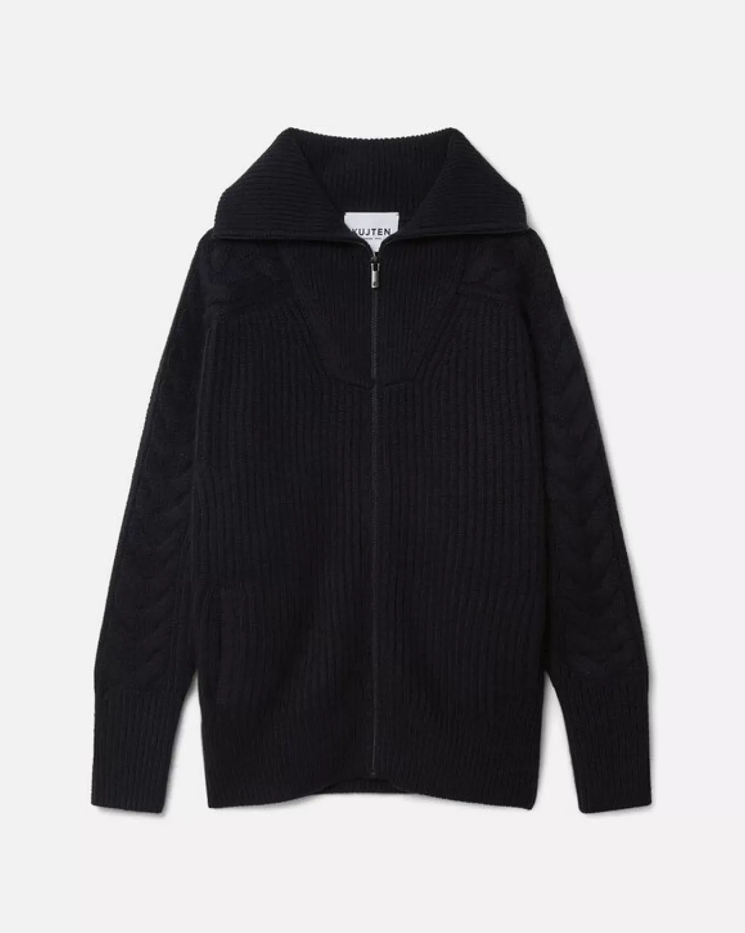 Kujten Jackets & Vests>Zipped Trucker Collar Cashmere Cardigan Bleu Marine Fonce