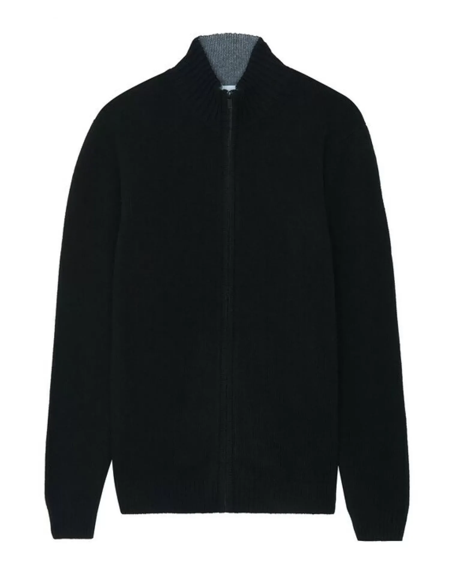 Kujten Jackets & Vests>Zipped Trucker Collar Man Cashmere Vest Noir