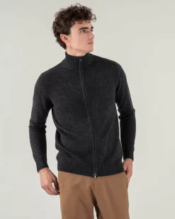 Kujten Jackets & Vests>Zipped Trucker Collar Man Cashmere Vest Gris Anthracite