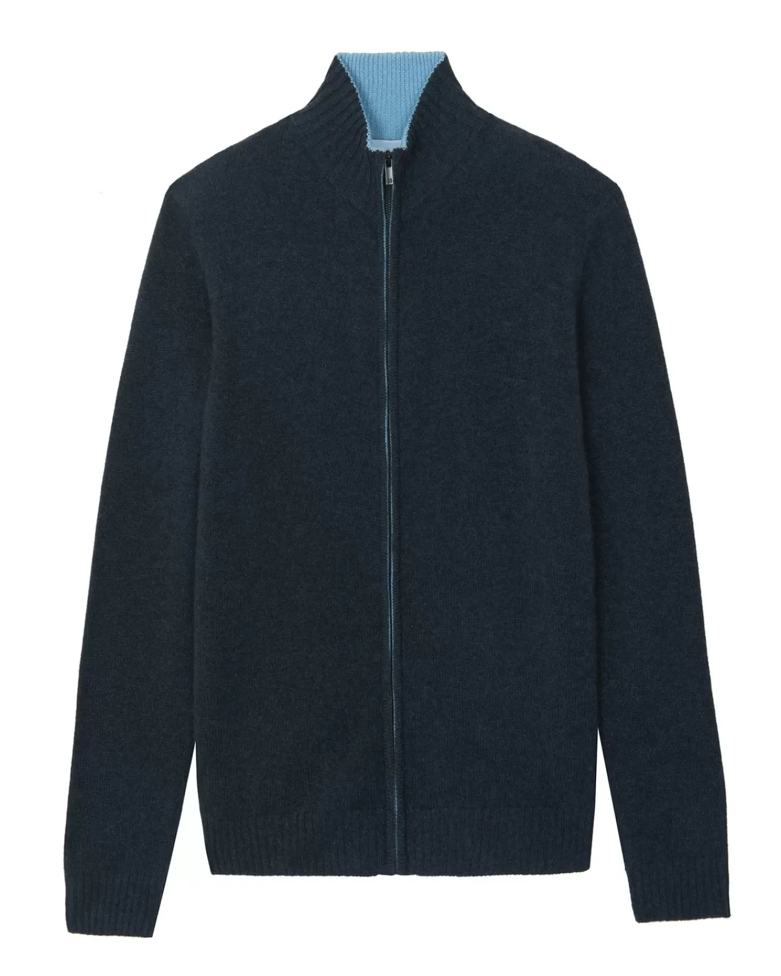 Kujten Jackets & Vests>Zipped Trucker Neckb Cashmere Cardigan Ocean