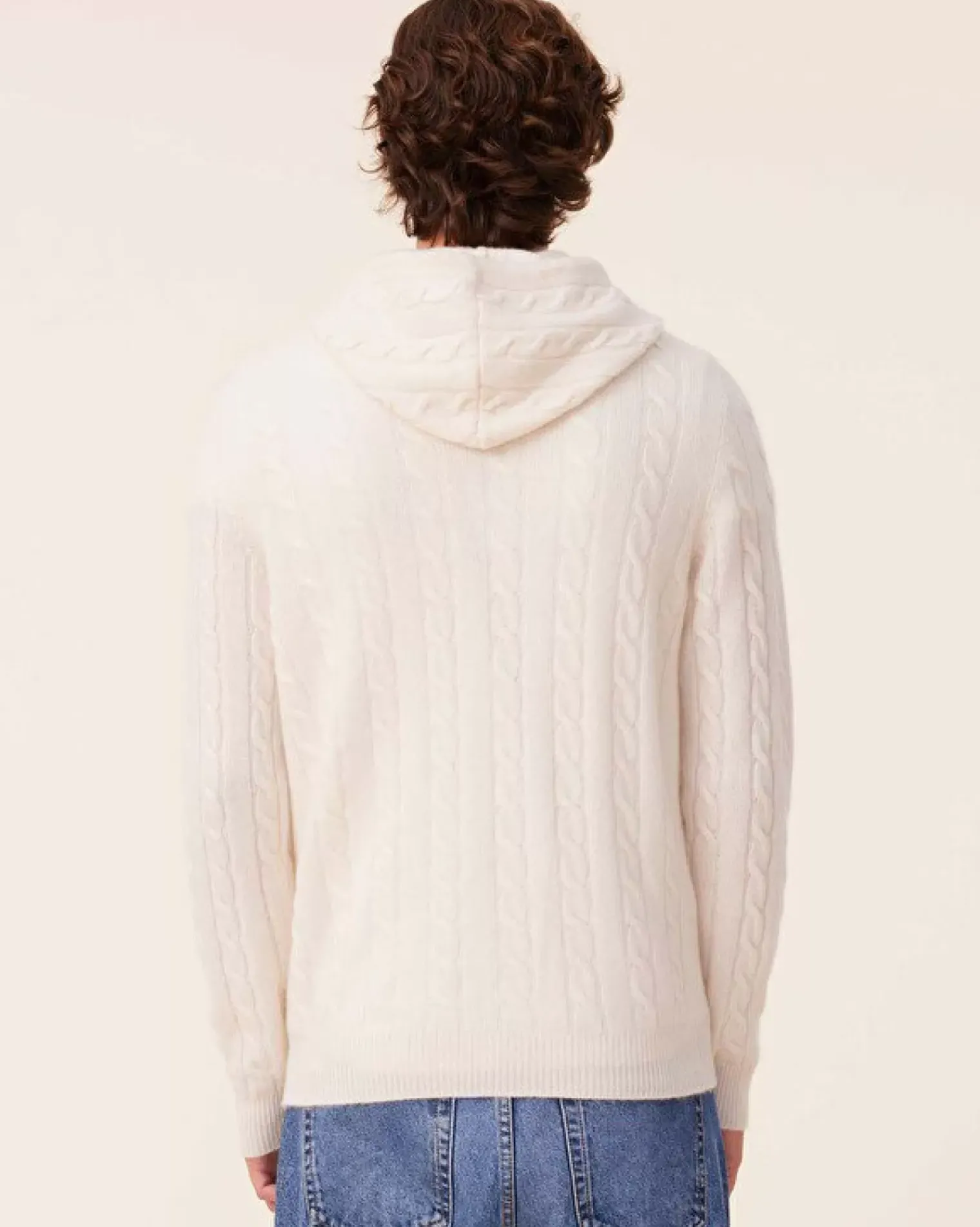 Kujten Sweaters & Sweatshirts>Zipped Twisted Cashmere Hoodie, 4-Threads Blanc